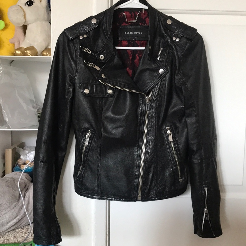 Genuine leather jacket, 2 pockets